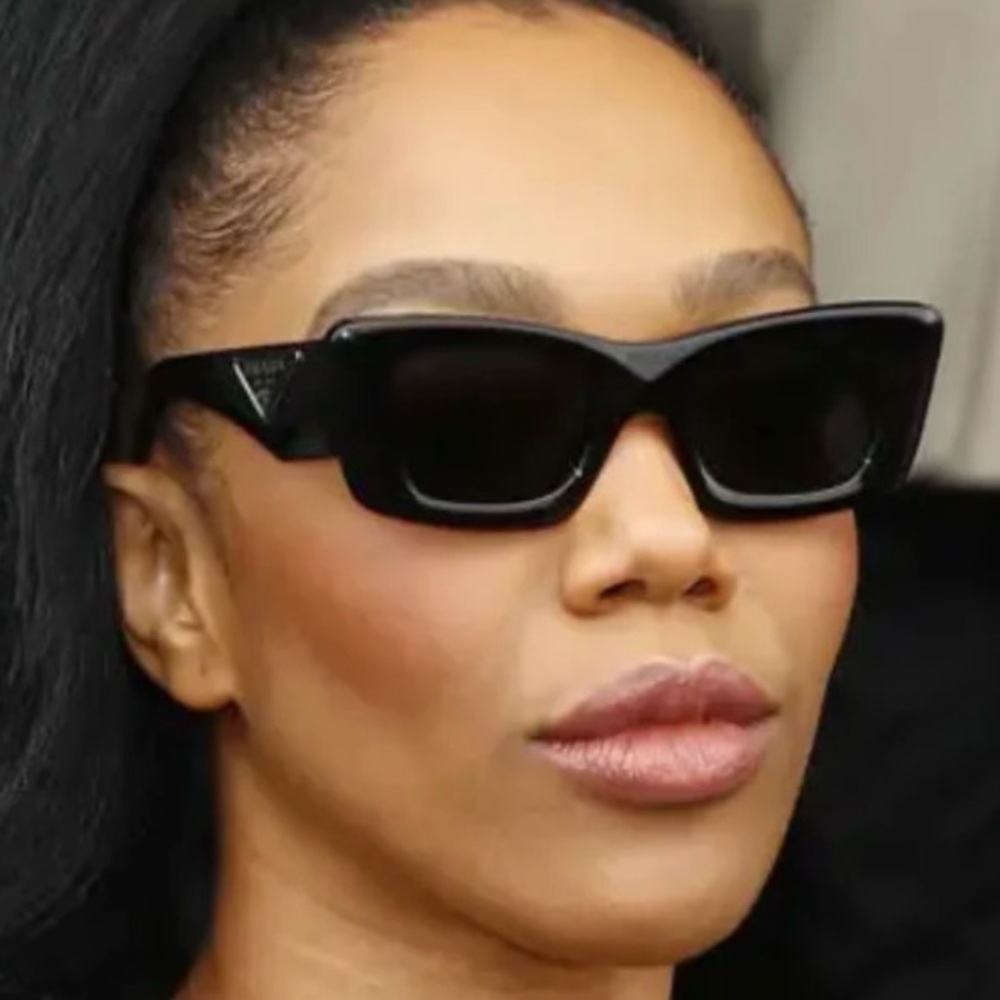 Prada Black Rectangular Cat-Eye Sunglasses for Women - Picture 3 of 10